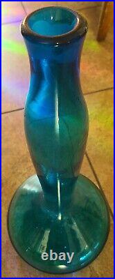Vintage Blenko Glass Decanter 5815-M. Wayne Husted Blue 18