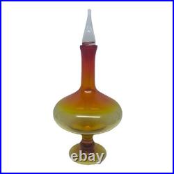 Vintage Blenko Glass Decanter 6212 Tangerine Amberina Wayne Husted MCM 1960s