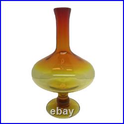 Vintage Blenko Glass Decanter 6212 Tangerine Amberina Wayne Husted MCM 1960s