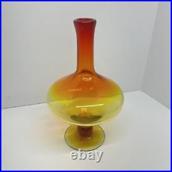 Vintage Blenko Glass Decanter 6212 Tangerine Amberina Wayne Husted MCM 1960s