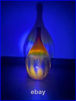 Vintage Blenko Glass Decanter 6418 UV Reactive Tangerine No Stopper Made 1968