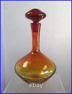 Vintage Blenko Glass Decanter #6630 Joel Myers Tangerine