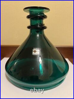 Vintage Blenko Glass Decanter 8611 Emerald Green No Stopper