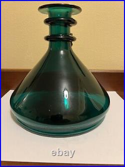 Vintage Blenko Glass Decanter 8611 Emerald Green No Stopper