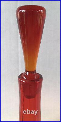 Vintage Blenko Glass Decanter Amberina Large Bulbous 18 Mid Century Modern
