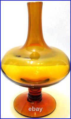 Vintage Blenko Glass Decanter NO Stopper # 6212 Amber 11 3/4 Tall