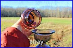 Vintage Blenko Glass Decanter Vase Twist design with Lid Vineyard Purple