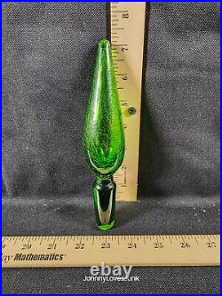 Vintage Blenko Glass Green Crackled Glass Decanter Stopper