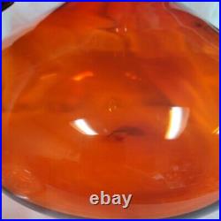 Vintage Blenko Glass Joel Myers 6716 Tangerine Decanter Air Twist Stopper Glows