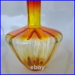 Vintage Blenko Hand Blown Amberina Art Glass Decanter 10 With Stopper Mint