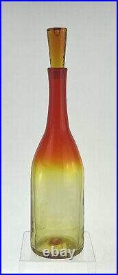 Vintage Blenko Handmade Glass 6123M Decanter in Tangerine Husted MCM Design
