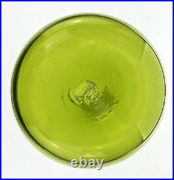Vintage Blenko Handmade Glass 657M Decanter in Olive Green Joel Myers MCM Design