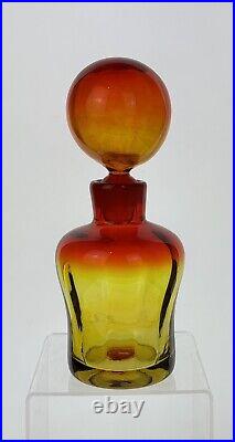 Vintage Blenko Handmade Glass 669 Decanter in Tangerine Myers MCM Design