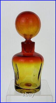 Vintage Blenko Handmade Glass 669 Decanter in Tangerine Myers MCM Design