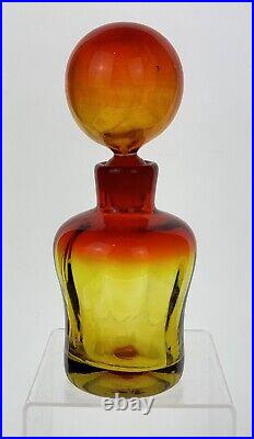 Vintage Blenko Handmade Glass 669 Decanter in Tangerine Myers MCM Design