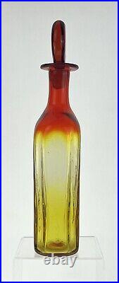 Vintage Blenko Handmade Glass 6727 Decanter in Tangerine Joel Myers MCM Design