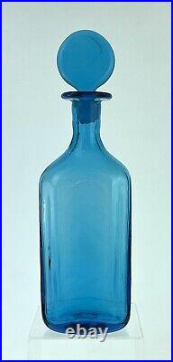 Vintage Blenko Handmade Glass 6727 Decanter in Turquoise Joel Myers MCM Design
