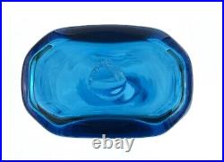 Vintage Blenko Handmade Glass 6727 Decanter in Turquoise Joel Myers MCM Design