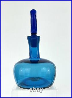 Vintage Blenko Handmade Glass 6944 Decanter in Turquoise Joel Myers MCM Design