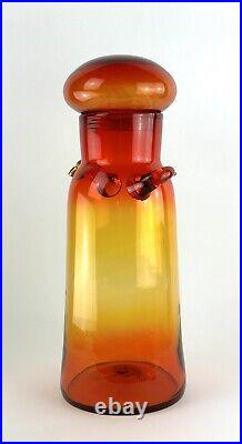 Vintage Blenko Handmade Glass 7327L Canister in Tangerine Nickerson Design
