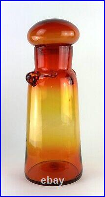 Vintage Blenko Handmade Glass 7327L Canister in Tangerine Nickerson Design