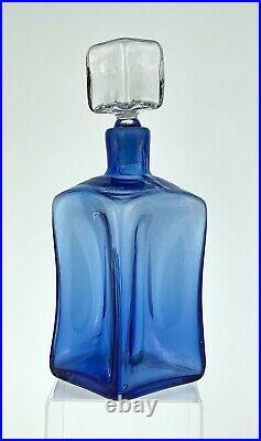 Vintage Blenko Handmade Glass 8415 Decanter in Azure Don Shepherd Design