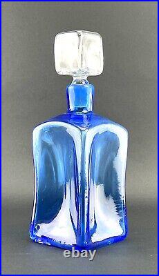 Vintage Blenko Handmade Glass 8415 Decanter in Azure Don Shepherd Design