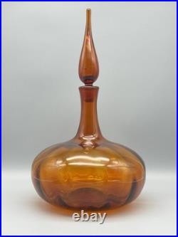 Vintage Blenko Joel Myers 6530S Honey Color Flame Stopper Glass Decanter EUC