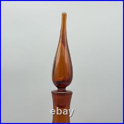 Vintage Blenko Joel Myers 6530S Honey Color Flame Stopper Glass Decanter EUC