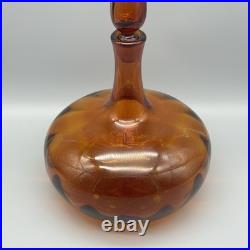 Vintage Blenko Joel Myers 6530S Honey Color Flame Stopper Glass Decanter EUC