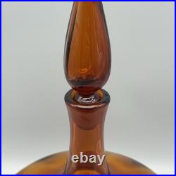 Vintage Blenko Joel Myers 6530S Honey Color Flame Stopper Glass Decanter EUC