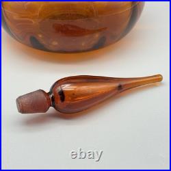Vintage Blenko Joel Myers 6530S Honey Color Flame Stopper Glass Decanter EUC