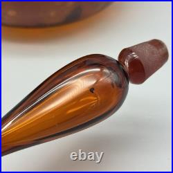 Vintage Blenko Joel Myers 6530S Honey Color Flame Stopper Glass Decanter EUC
