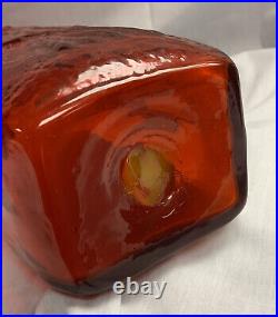 Vintage Blenko Joel Myers Molded Fish Decanter Amberina Tangerine 19.5