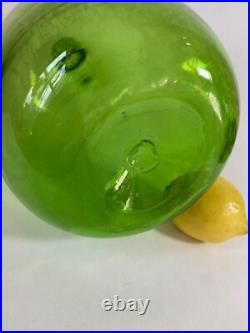 Vintage Blenko Olive Green Glass Decanter withStopper Joel Myers Design #657L