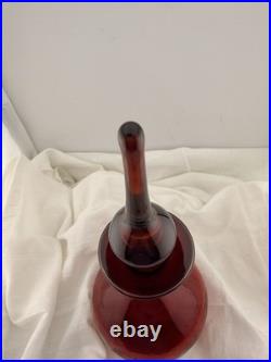 Vintage Blenko Red Glass Decanter Hand Blown Mid Century Modern Art Glass Ruby