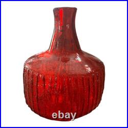 Vintage Blenko Red Texturized Art Glass Decanter (Attr. Wayne Husted)