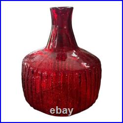 Vintage Blenko Red Texturized Art Glass Decanter (Attr. Wayne Husted)