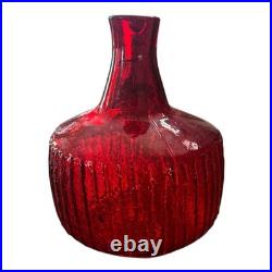 Vintage Blenko Red Texturized Art Glass Decanter (Attr. Wayne Husted)