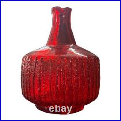 Vintage Blenko Red Texturized Art Glass Decanter (Attr. Wayne Husted)