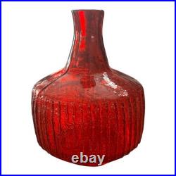Vintage Blenko Red Texturized Art Glass Decanter (Attr. Wayne Husted)