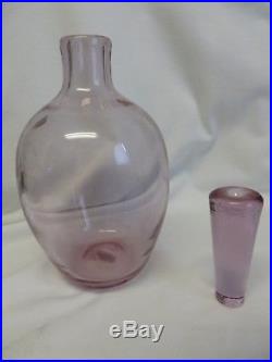 Vintage Blenko Rose Decanter Mid Century Modern Glass