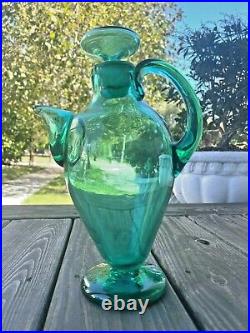 Vintage Blenko Sea Green #573 Glass Cocktail Decanter. Husted 1957 design