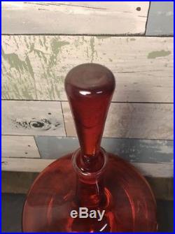 Vintage Blenko Tangerine Amberina Orange 14.5 Decanter Bottle Art Glass