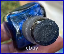 Vintage Blenko Wayne Husted Blue Twist Glass Decanter #5825