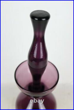 Vintage Blenko Wayne Husted Marked Amethyst Purple Glass Decanter + Stopper 20.5