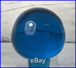 Vintage Blenko Wayne Husted Turquoise Blue Crackle Glass Decanter #6311L 22