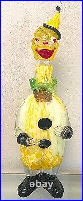 Vintage Blown Glass Clown Decanter Yellow Murano Barware Bottle Figurine 16 in