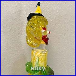 Vintage Blown Glass Clown Decanter Yellow Murano Barware Bottle Figurine 16 in