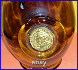 Vintage Blown Glass Decanter with Brass Medallion ITALY Lot of 2 AS IS